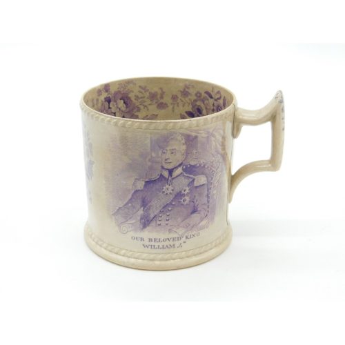 King William IV & Queen Adelaide Pearlware Coronation Mug Antique 1830 AF