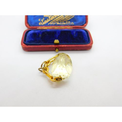 Victorian 15ct Gold & Faceted Citrine Spinning Fob Pendant AF Antique c1900