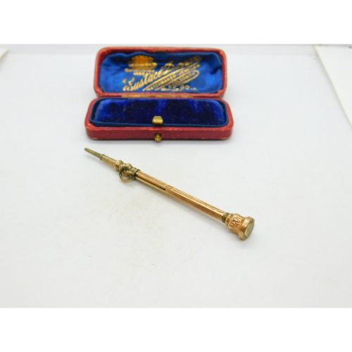 Victorian 9ct Yellow Gold Citrine Set Propelling Pencil Antique c1860