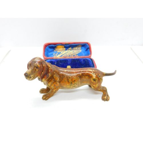 Victorian Cold Painted Vienna Bronze Dachshund Dog Sculpture Antique c1860