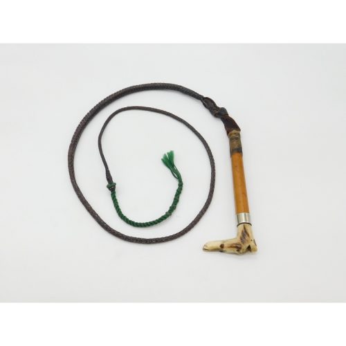 Victorian Leather Dog Form Beagling Crop Whip With Dog Whistle Antique c1890