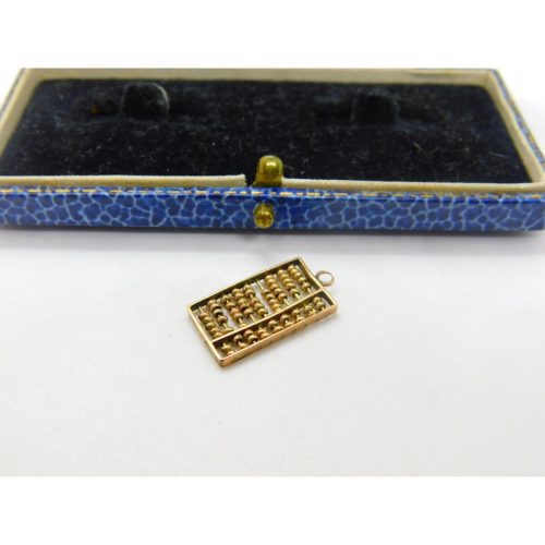 14ct Yellow Gold Maths Counting Abacus Charm Pendant Vintage c1960
