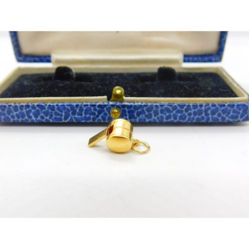 21ct Yellow Gold Working Miniature Whistle Charm or Pendant Vintage c1970