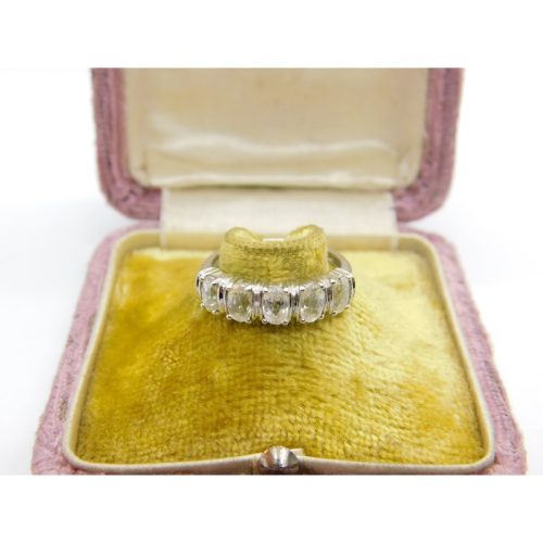 9ct White Gold & Diamond Paste Five-Stone Ring Vintage 2006 Birmingham