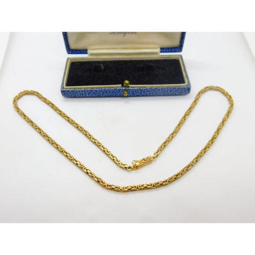 9ct Yellow Gold Byzantine Link Chain Necklace Vintage 1958 Birmingham 16″ Length