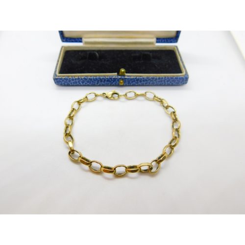 9ct Yellow Gold Cable Link Chain Bracelet Vintage 1969 Birmingham 7″ Length