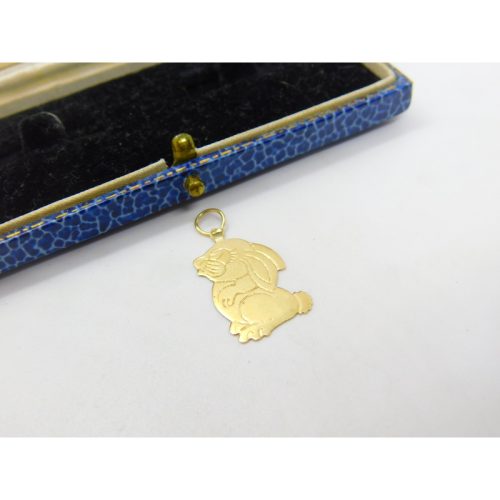 9ct Yellow Gold Cartoon Bunny Rabbit 2D Charm Pendant Vintage 1983 London