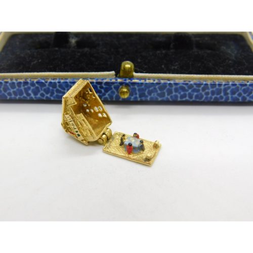 9ct Yellow Gold & Enamel Family at the Dinner Table Opening Charm Vintage