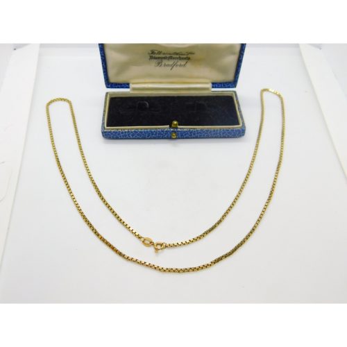 9ct Yellow Gold Essential Box Chain Necklace 24″ Length Vintage 1984 London