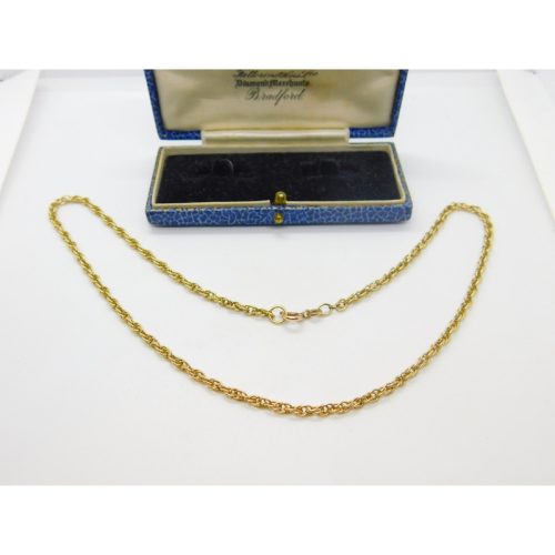 9ct Yellow Gold Essential Rope Chain Necklace Vintage c1970 16″ Length