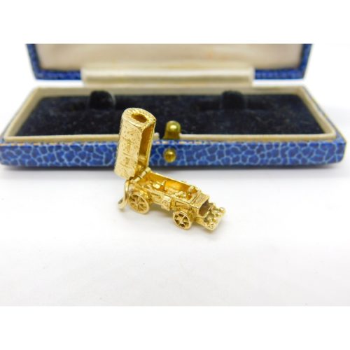 9ct Yellow Gold Opening Travelling Wagon Caravan Charm Vintage 1961 London