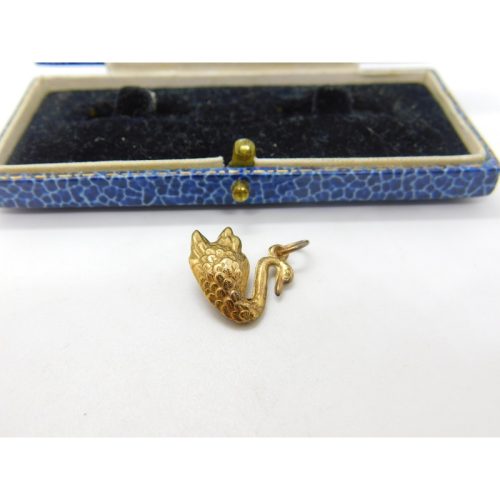 9ct Yellow Gold Proud Swan Charm or Pendant Vintage 1977 Sheffield
