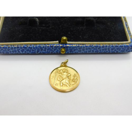 9ct Yellow Gold St Christopher Patron of Travel Charm Pendant Vintage 1967