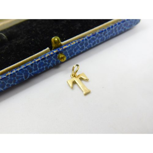 9ct Yellow Gold ‘T’ Initial Small Charm or Pendant Vintage c1970