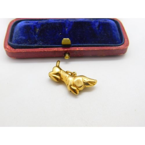 Dachshund Dog 9ct Yellow Gold Charm Pendant Vintage 1968 by Georg Jensen