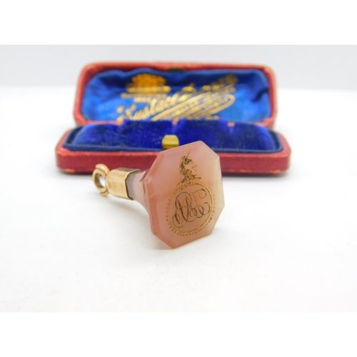 Georgian 9ct Rose Gold & Carved Carnelian Unicron Monogram Seal Fob c1820
