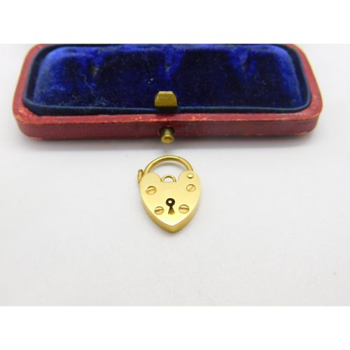 Heart Padlock Charm Bracelet Clasp Findings 9ct Gold Vintage 1970 London