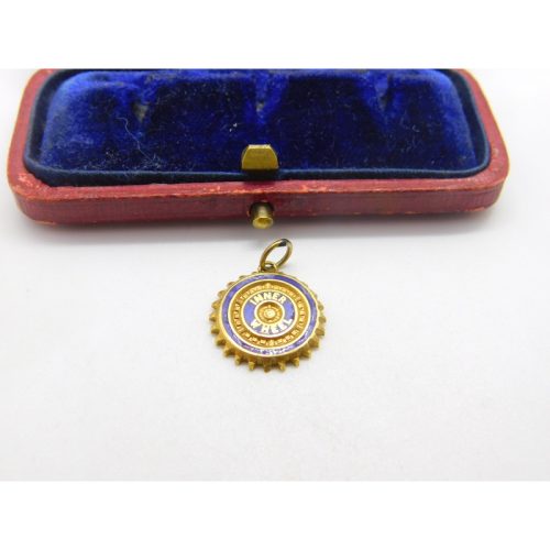 Inner Wheel Rotary Club Enamel & 9ct Gold Charm or Pendant Vintage c1970