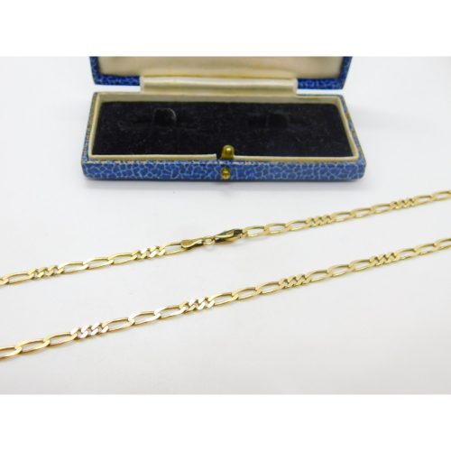 Long 9ct Yellow Gold Figaro Link Chain Necklace 30″ Length Vintage c1970