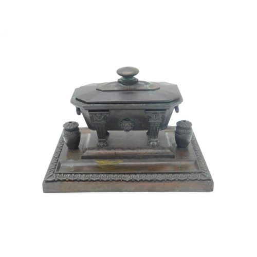 Regency Grand Tour Cast Bronze Sarcophagus Scipio Tomb Inkwell c1820 Georgian