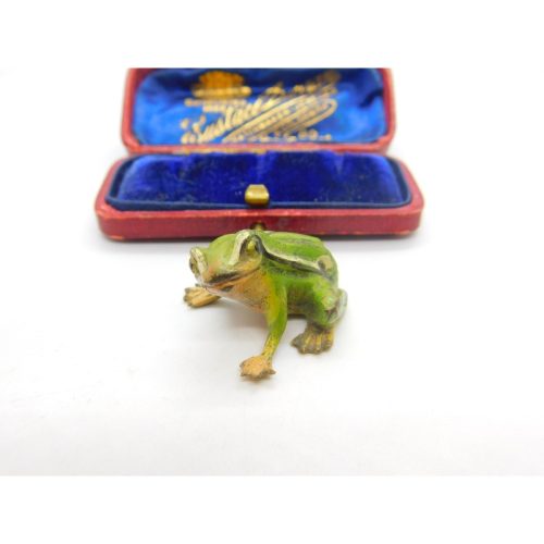 Victorian Cold Painted Vienna Bronze Sitting Frog Figurine Antique c1860