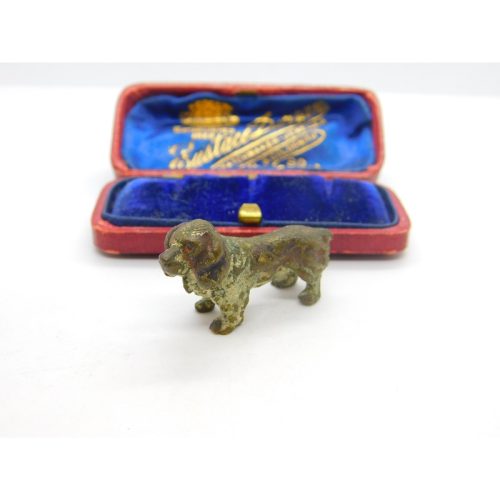 Victorian Cold Painted Vienna Bronze Spaniel Dog Figurine Antique c1860