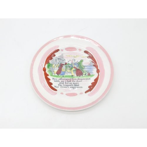 Victorian Hand Painted Ceramic Plate with ‘The Sailors Return’ Verse c1850