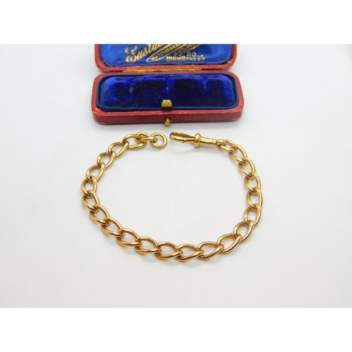 9ct Rose Gold Albert Chain Bracelet Antique 1912 Birmingham 7.5″ Length