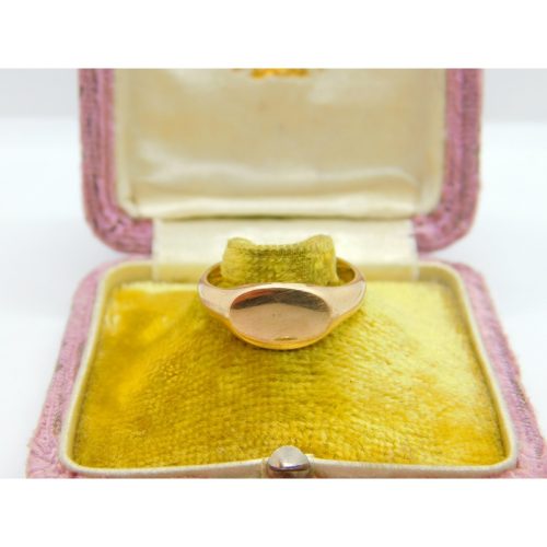 9ct Rose Gold Oval Essential Signet Ring Antique 1923 London W Wilkinson Ltd