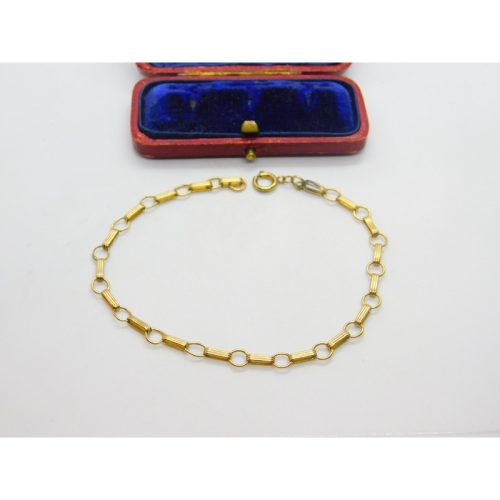 9ct Yellow Gold Fancy Link Essential Bracelet Vintage c1970 8″ Length