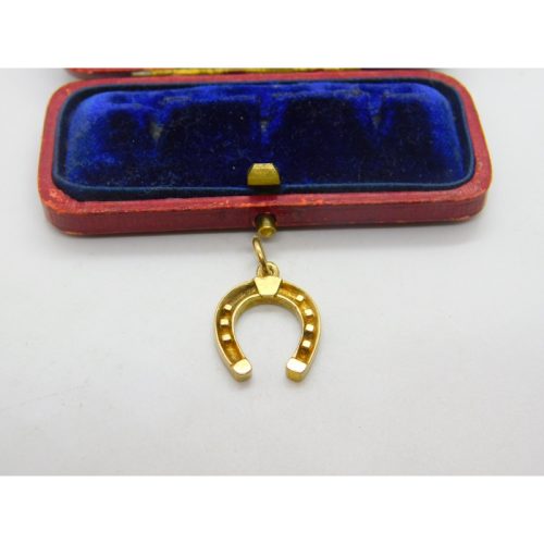 9ct Yellow Gold Good Luck Horseshoe Charm Pendant 1971 Birmingham Vintage