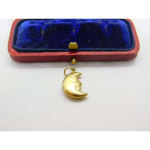 9ct Yellow Gold Man in the Moon Charm or Pendant Vintage c1970