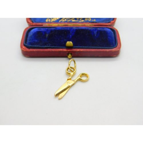9ct Yellow Gold Pair of Scissors Charm Pendant Vintage c1970 Articulated