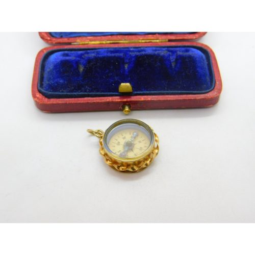 9ct Yellow Gold Working Compass Fob or Pendant Vintage 1967 London