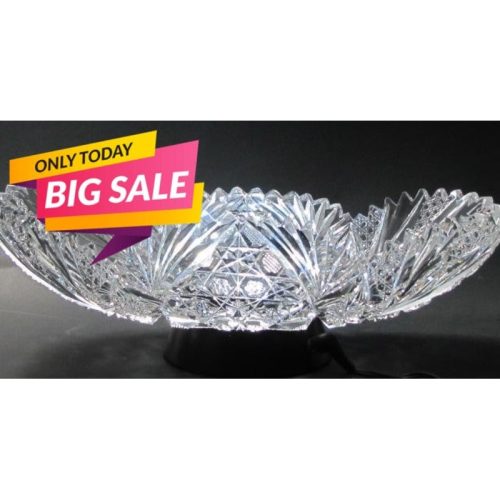 ABP American Brilliant Period Cut Glass crimped tray Antique
