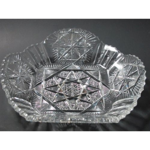 ABP cut glass square base bowl American brilliant period 1886 -1915