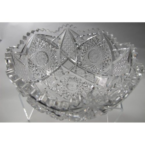 American Brilliant Period Cut Glass  ABP  Antique 8″ bowl Made in USA