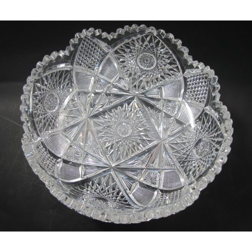 American Brilliant Period Cut Glass low bowl Antique crystal Sharp