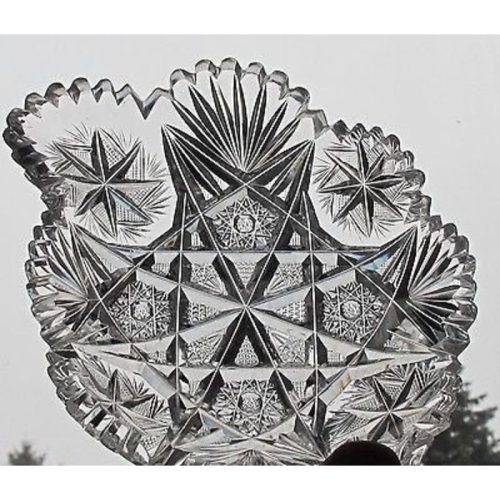 American Brilliant Period Cut Glass odd shape dish  ABP antique