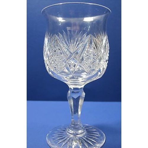American Brilliant Period Cut Glass water goblet Antique abp hand cut bell shape