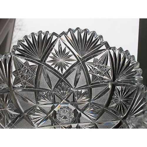 American Brilliant Period hand Cut Glass and mouth blown wheel polished bowl