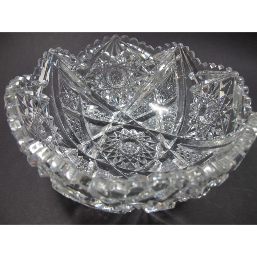 American Brilliant Period hand Cut Glass bowl hobstar