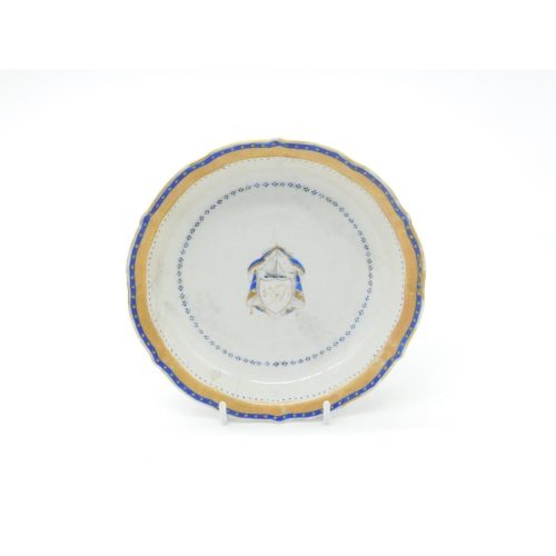 Early Ceramic Hand Painted Dish with Duncan Family Armorial Crest c1760 Georgian
