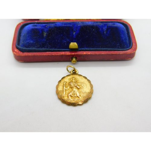 Georg Jensen 9ct Yellow Gold St. Christopher Pendant with Travel Reverse 1963