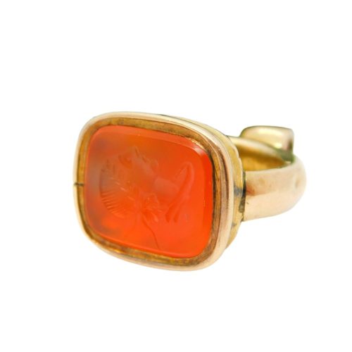 George III 9ct Gold Carved Carnelian Agate Roman Senator Intaglio Seal Fob c1820