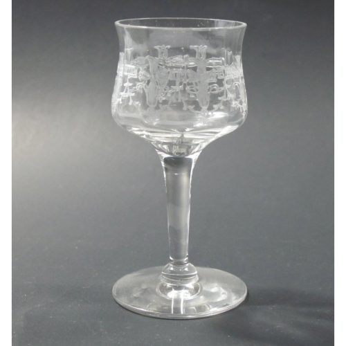 Needle etched  liquor Glass Antique hand blown