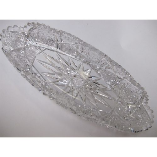 P& B Signed American Brilliant Period Hand Cut Antique Crystal dish