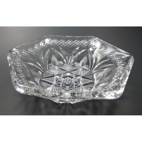 Signed Libbey American Brilliant Period Cut Glass 6 sided bowl  ABP  Antique