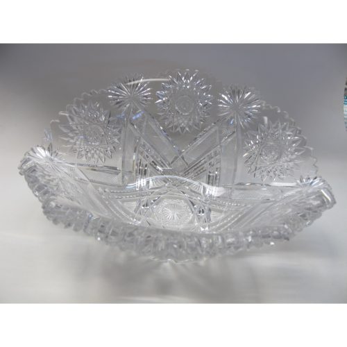Straus ABP cut glass bowl Napoleon Hat shape American brilliant blown blank