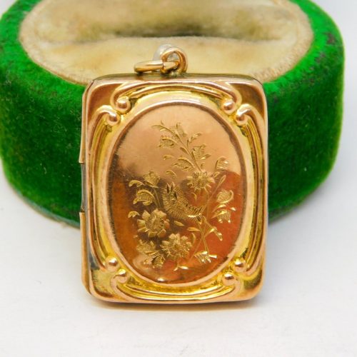 Victorian 9ct Gold Back & Front Swallow Sweetheart Locket Antique c1890